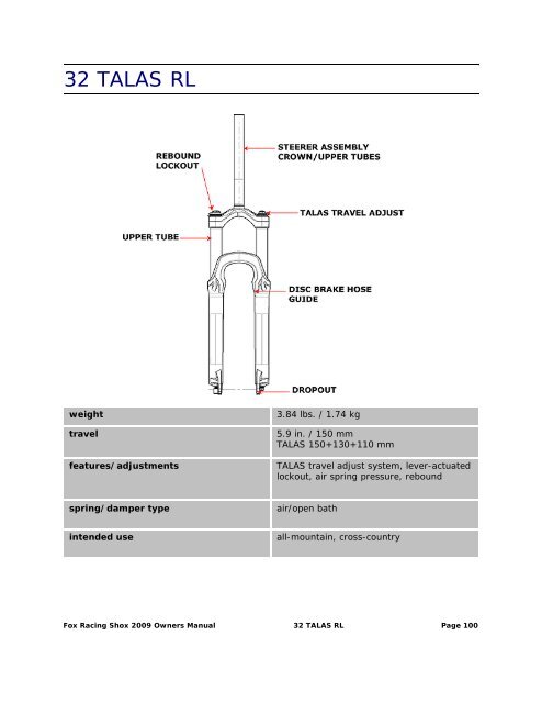 2009 Fox Racing Shox Owner's Manual - Bike-Components