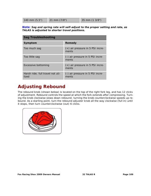 2009 Fox Racing Shox Owner's Manual - Bike-Components