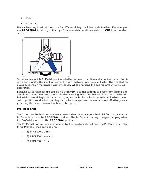 2009 Fox Racing Shox Owner's Manual - Bike-Components