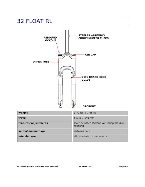 2009 Fox Racing Shox Owner's Manual - Bike-Components