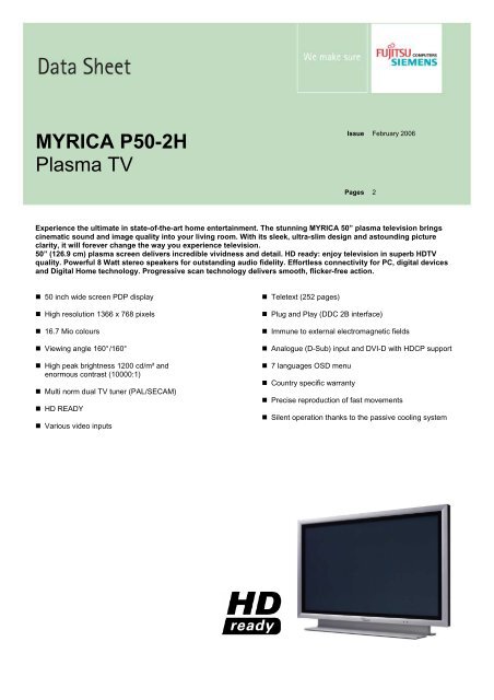 MYRICA P50-2H Plasma TV - Fujitsu