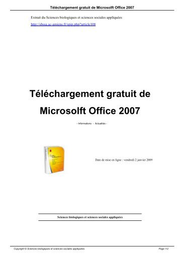 Téléchargement gratuit de Microsolft Office 2007 - Sciences ...