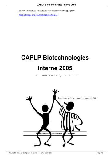 CAPLP Biotechnologies Interne 2005 - Sciences biologiques et ...