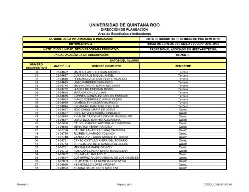 A inicio de cursos de otoÃ±o 2003-2004 - Universidad de Quintana Roo