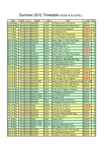 summer timetable 2012