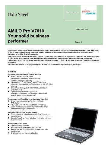AMILO Pro V7010 Your solid business performer - Fujitsu