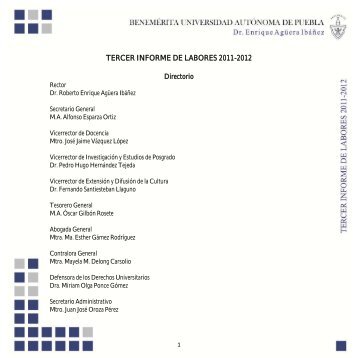 tercer informe de labores 2011-2012 - Transparencia - BenemÃ©rita ...