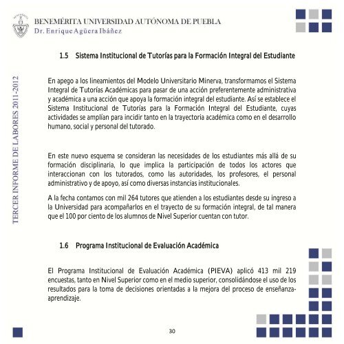 tercer informe de labores 2011-2012 - Transparencia - BenemÃ©rita ...