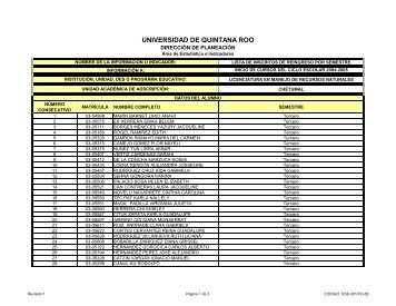 reingreso - Universidad de Quintana Roo