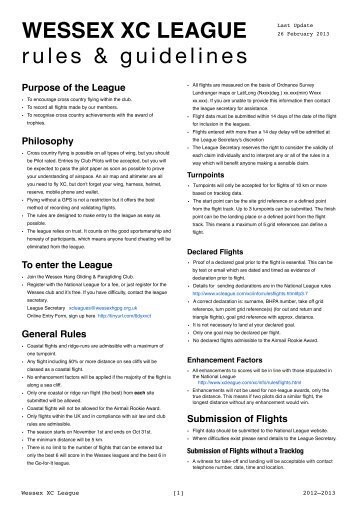 Club XC Rules - Wessex Hang-gliding and Paragliding Club