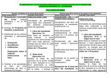 planeacion de las actividades presenciales y extra-aulicas de la ...