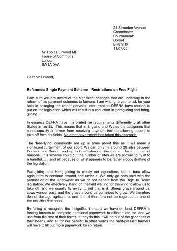 Letter to Tobias Ellwood MP from Neil Kermode - Wessex Hang ...