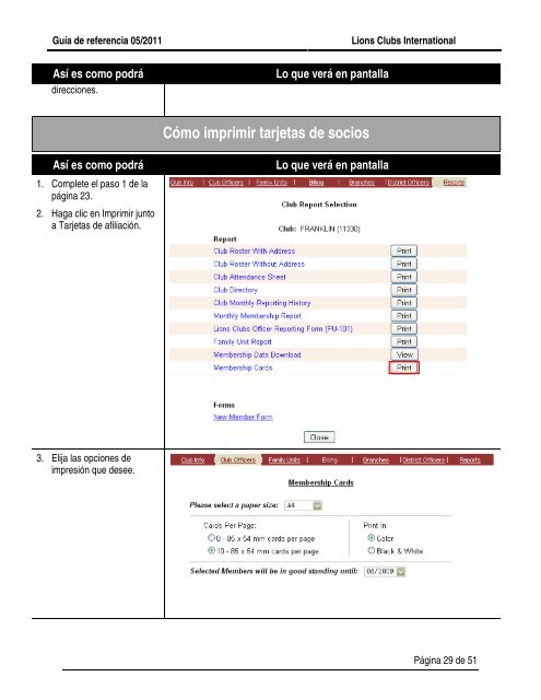 Informe Mensual de Movimiento de Socios - Lions Clubs International