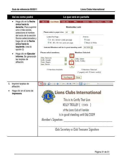 Informe Mensual de Movimiento de Socios - Lions Clubs International