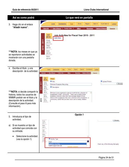 Informe Mensual de Movimiento de Socios - Lions Clubs International