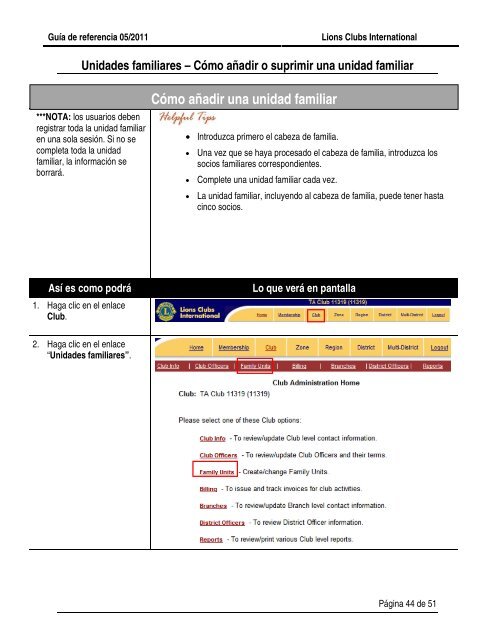 Informe Mensual de Movimiento de Socios - Lions Clubs International