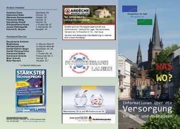 Informationen über die Versorgung in Oedt und Mülhausen