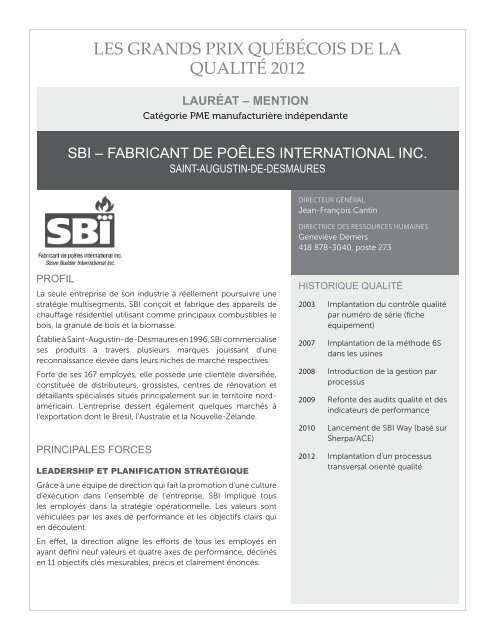 Lire la fiche technique de SBI