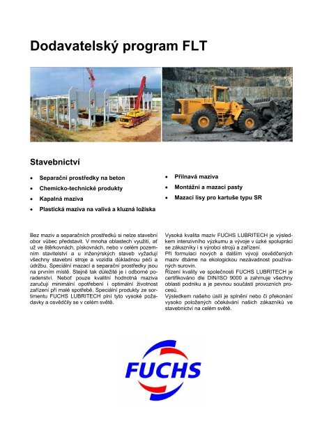 Katalog LUBRITECH 2006 - pro stavebnictvÃ­ - Fuchs-oil.cz