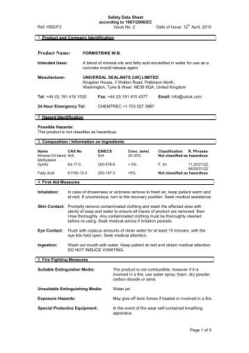 UNIVERSAL SEALANTS (UK) LIMITED