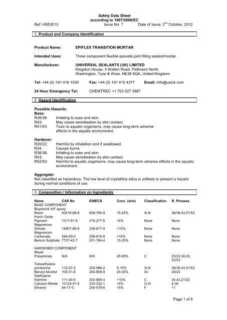 UNIVERSAL SEALANTS (UK) LIMITED