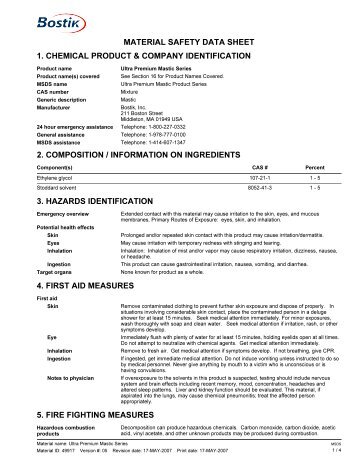 material safety data sheet 1. chemical product & company ... - MSDS