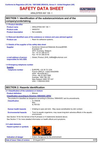 3756 ARALDITE AW 139 -1 (English (GB)) Huntsman SDS GHS ...