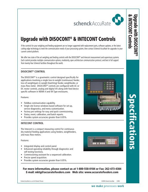 Controls Upgrade Data Sheet Schenck Accurate