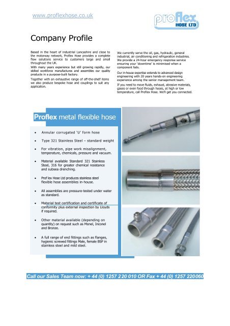 Download our Brochure - Proflex hose limited