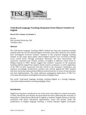 Task-‐Based Language Teaching: Responses from ... - TESL-EJ