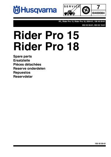 IPL, Rider Pro 15, Rider Pro 18, 953 53 50-01, 953 52 19-01, 2004 ...