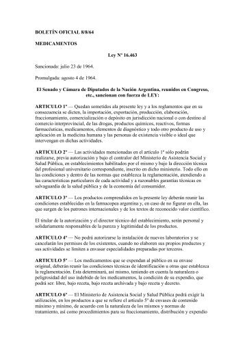 Medicamentos – Ley 16463 - Confederación Farmacéutica Argentina