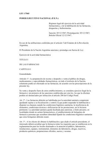 Ley 17565 - Confederación Farmacéutica Argentina
