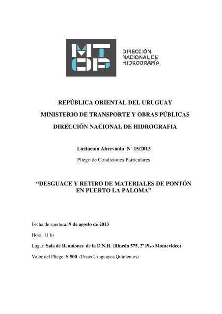 repÃºblica oriental del uruguay ministerio de transporte y obras ...