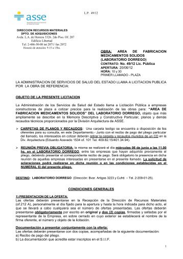 LABORATORIO DORREGO - Compras y Contrataciones Estatales