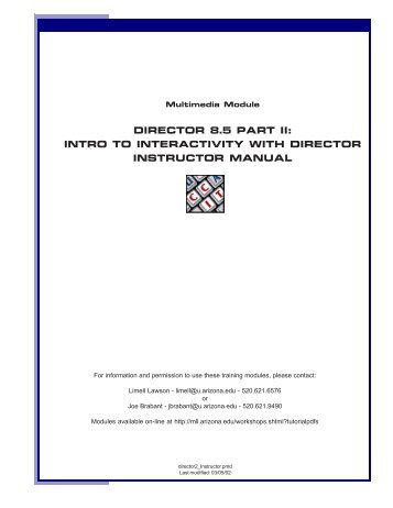 DIRECTOR 8.5 PART II: INTRO TO INTERACTIVITY WITH DIRECTOR INSTRUCTOR MANUAL