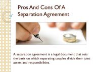 Pros And Cons Of A Separation Agreement