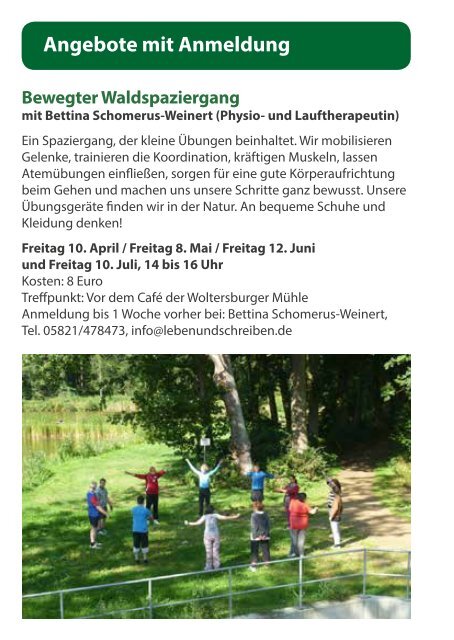 Umweltbildung und Naturerlebnis Programm 2015