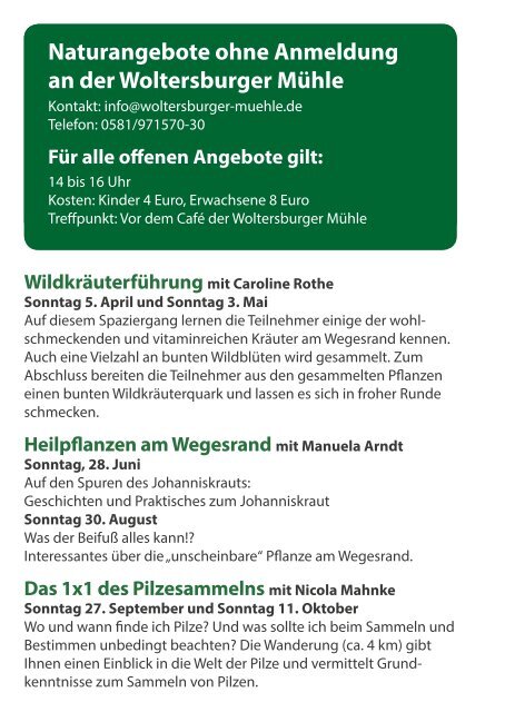 Umweltbildung und Naturerlebnis Programm 2015