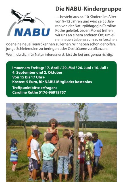 Umweltbildung und Naturerlebnis Programm 2015