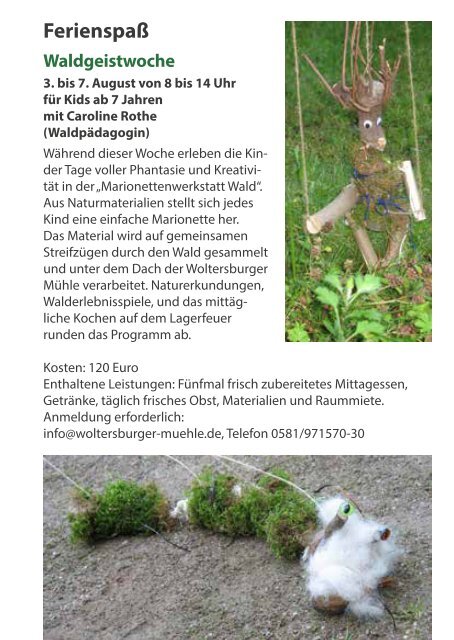 Umweltbildung und Naturerlebnis Programm 2015