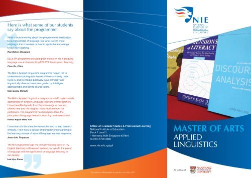 MASTER OF ARTS - National Institute of Education