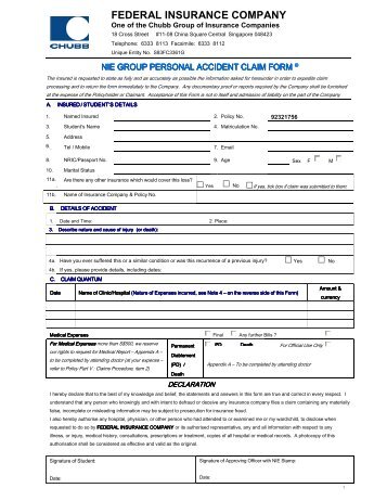 Personal Accident Or Sickness Claim Form