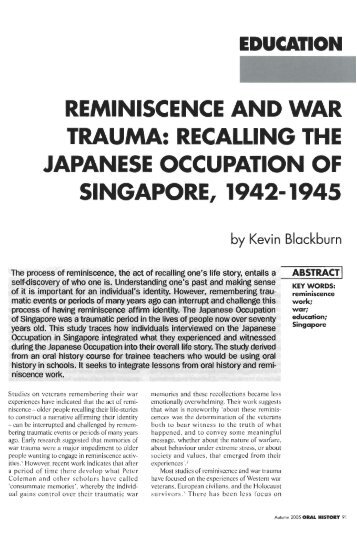 JAPANESE OCCUPATION OF - Humanities and Social Studies ...