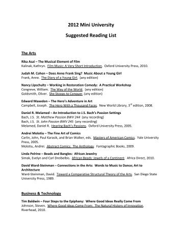 Suggested Readings Mini Directory - Indiana University Alumni ...