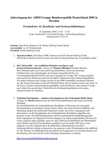 Jahrestagung der AIBM Gruppe Bundesrepublik Deutschland 2009 ...