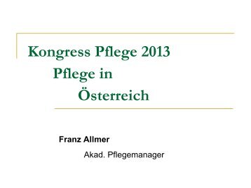 Allmer, Franz: Pflege in Österreich - Heilberufe