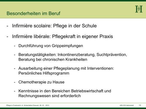 Pflege und Pflegeausbildung in Frankreich - Heilberufe