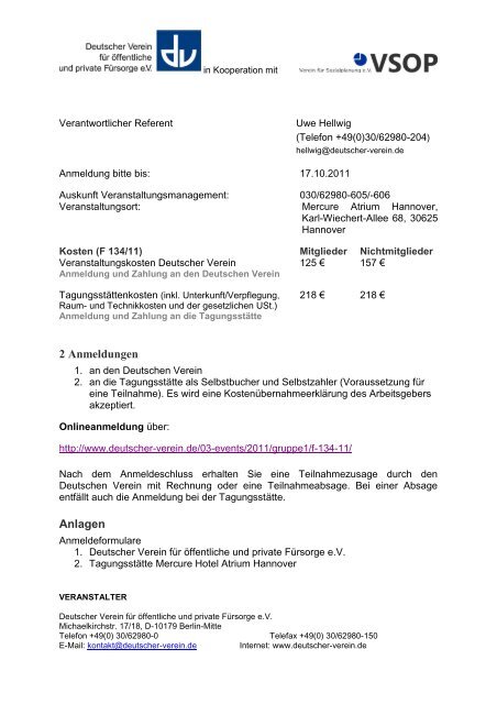 VERANSTALTUNGSPROGRAMM F 134/11 Forum Sozialplanung - Deutscher ...