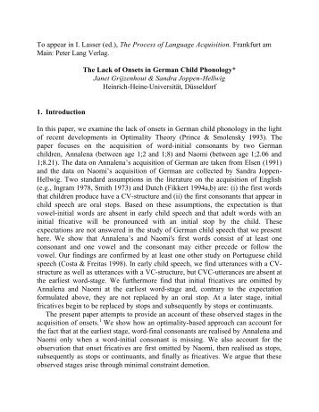 The Lack of Onsets in German Child Phonology - Heinrich-Heine ...